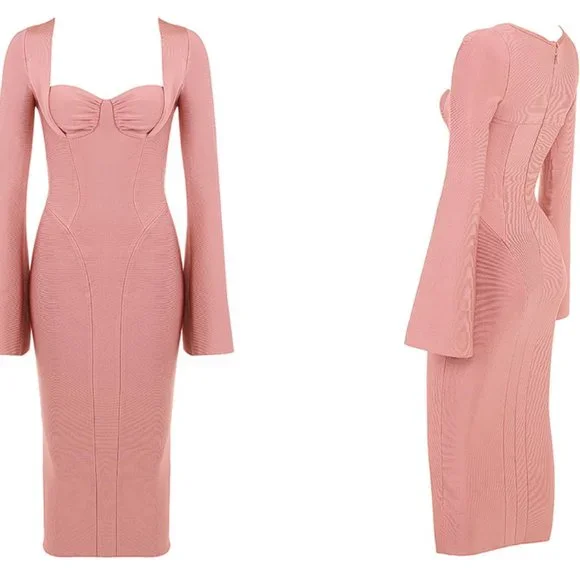 HOUSE OF CB 'Body' Rose Bandage Midi Dress NWOT - Picture 6 of 10